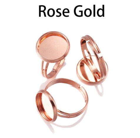Rose Gold Cabochon Ring Blanks, 10mm and 12mm Available