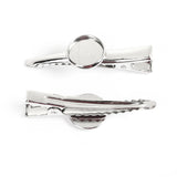 Silver Plated Cabochon Hair Clips, Will take a 12mm Cabochon