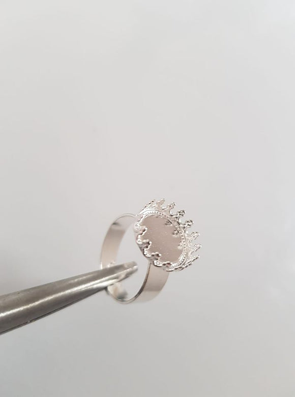 12mm Silver Cabochon Ring Blank 