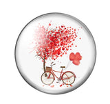 valentine red heart glass cabochon, 12mm 