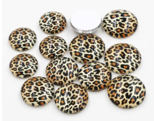 16mm or 18mm Leopard Print Glass Cabochon