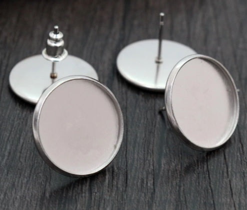 Stainless Steel Cabochon Earrings in 14mm, 16mm, 18mm