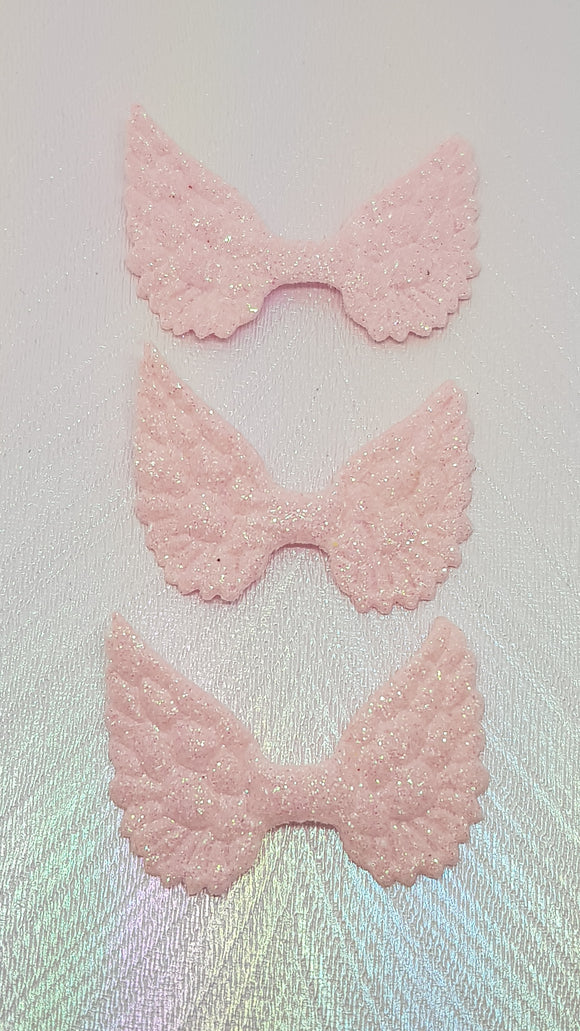 Light Pink Glitter Fabric Angel Wings