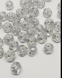 Grey and Silver 6mm Acrylic Rose Beads