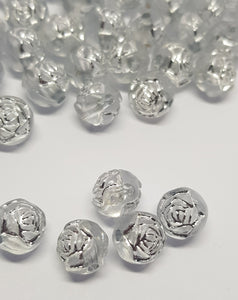 Grey and Silver 6mm Acrylic Rose Beads
