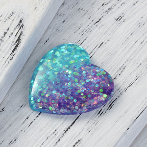 Glitter Heart Resin Flatbacks 28mm