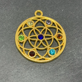 large gold charkra healing pendant