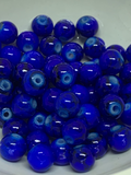 6mm Glass Drawbench Beads blue