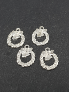 Sterling Silver Plated Christmas Wreath Charms