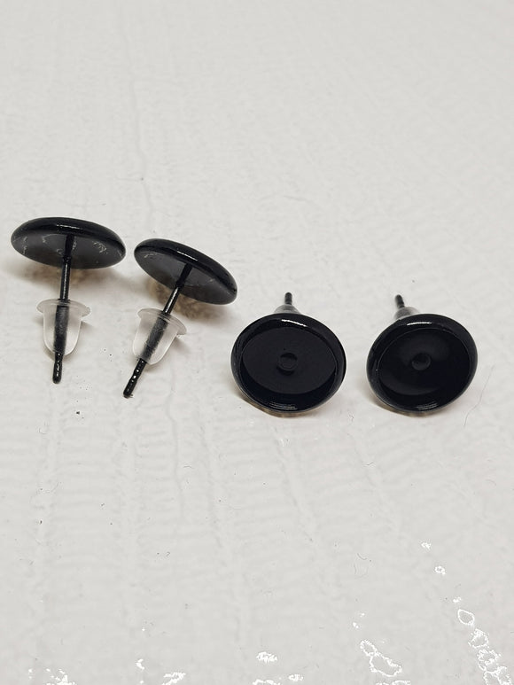 8mm Black Earring Settings