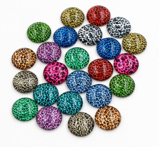 10mm and 12mm Glass Animal Print Cabochons
