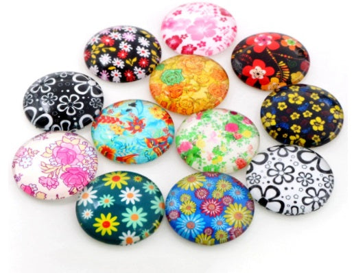 8mm Floral Handmade Glass Cabochons 