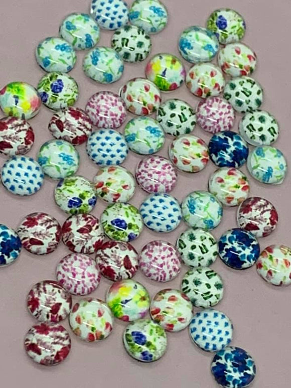 8mm glass floral cabochons