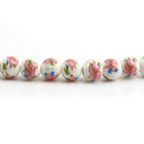 Ceramic 8mm Pink Flower Beads