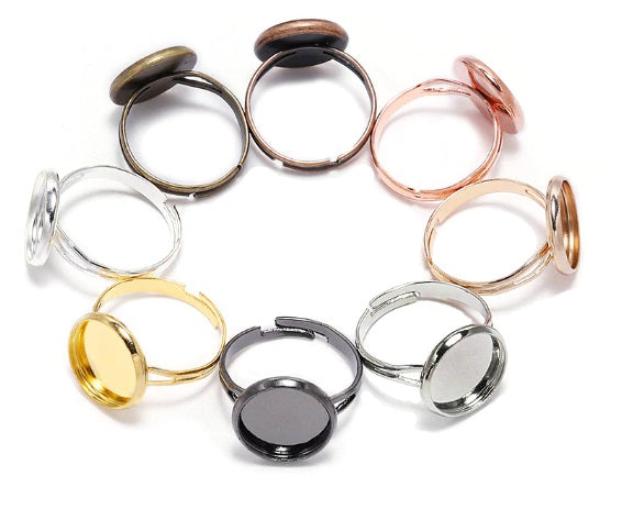 8mm Cabochon Ring Blanks in Gold, Silver, Rose Gold and Gun Metal Black