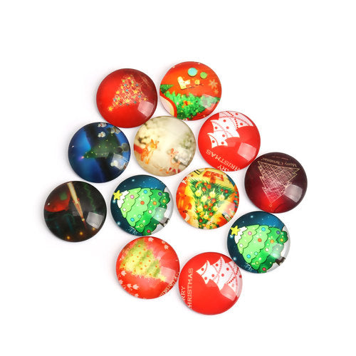 10mm Christmas Glass Cabochons