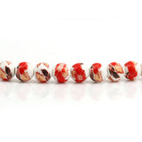 Ceramic 9mm Red  Flower Beads