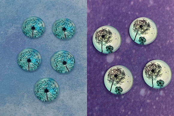 Dandelion Wishes Glass 12mm Cabochons