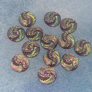 Lilac Iridescent 12mm Resin Cabochons 