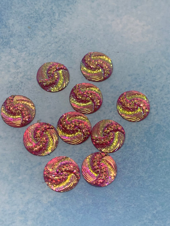 12mm Resin Mixed Colour  Swirl Cabochon
