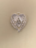 Silver Plated Angel Wing and Heart Pendant