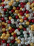 Mixed Christmas Glass Pearl Beads 4mm