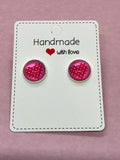 Pink Heart Earring Studs 12mm