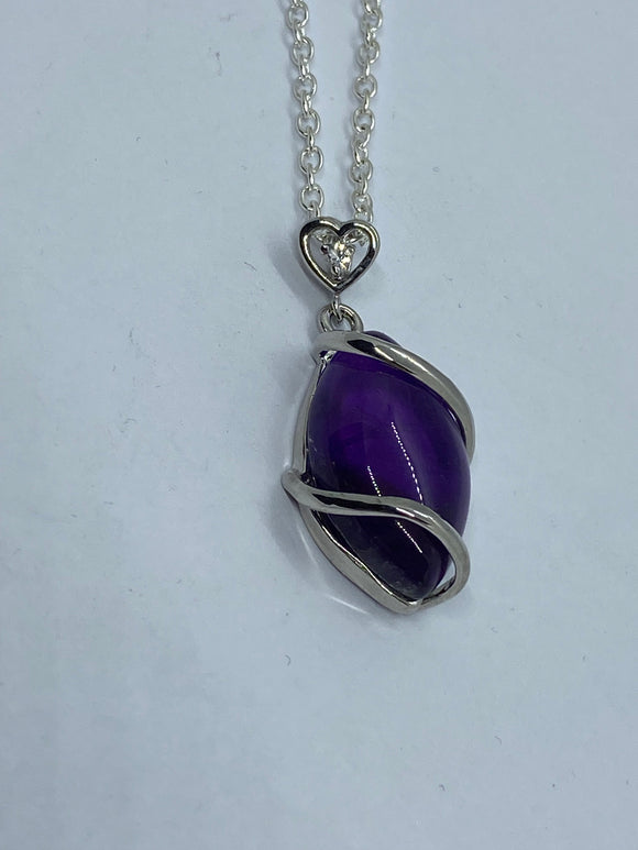 Amethyst Drop Crystal Pendant and Necklace.
