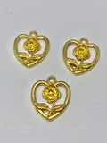 Gold Plated Flower Heart Charms