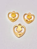 Gold Plated Flower Heart Charms