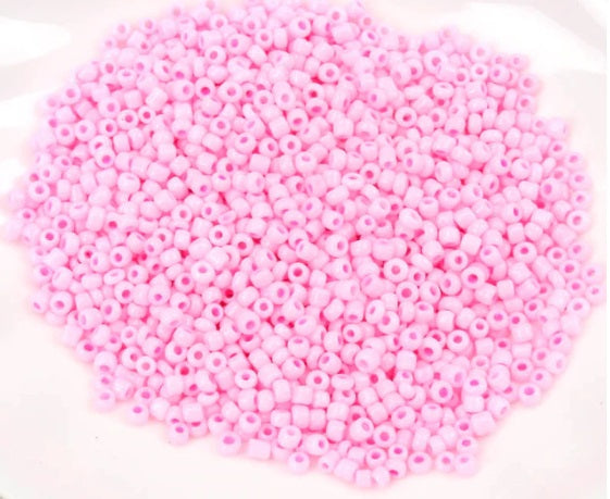 Mid Pink Glass Seed Beads, 2mm