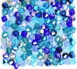 4mm Glass Bicone Bead Mixes Blue