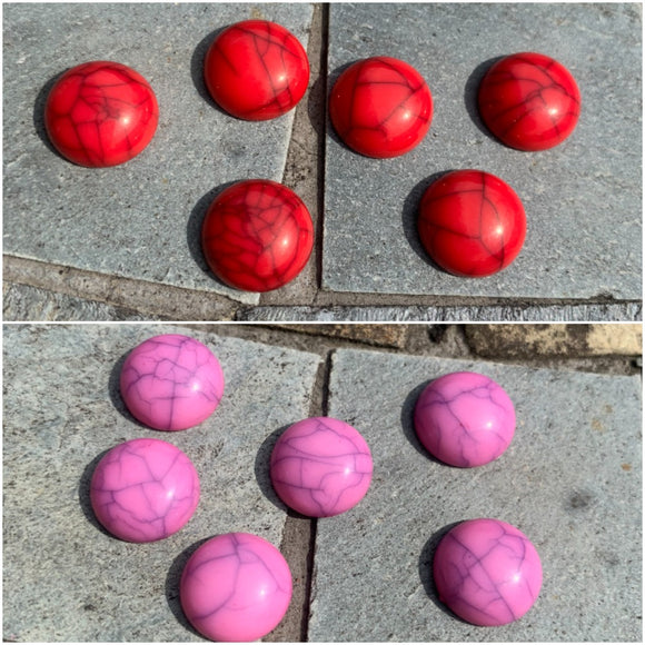 Red Red or Pink Veined Cabochons (similar to turquoise)