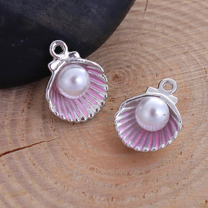Pink and Silver Shell Charms