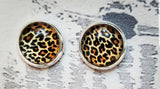 silver cabochon earring studs