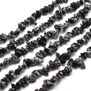 Snowflake Obsidian Gemstone Chip Nugget Beads