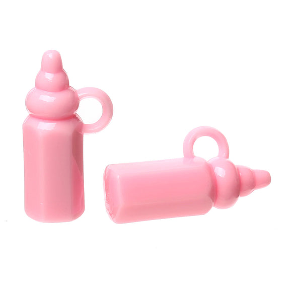 Pink Acrylic Baby Bottle Charms