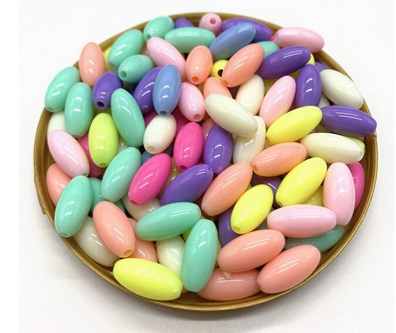Pastel Acrylic Oblong Beads