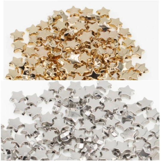 Gold or Silver Star Beads, Resin Star, 10mm Beads,