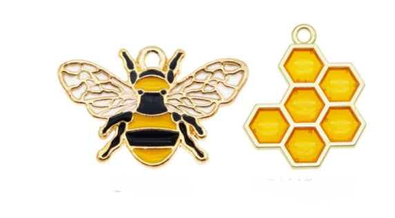 Bee and Honeycomb Enamel Charms