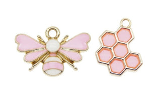 Bee and Honeycomb Enamel Charms