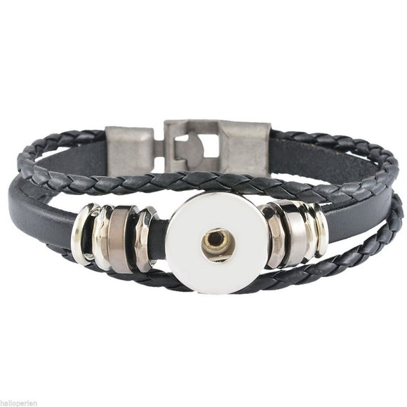 Black Snap Button Bracelet for Interchangeable Jewellery