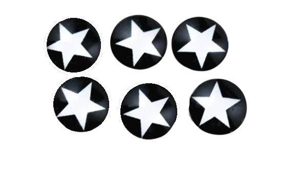 12mm Glass Star Cabochon - Black and White