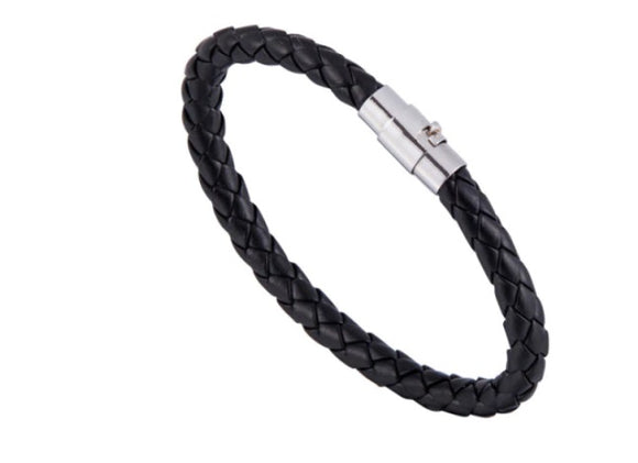 Black or Dark Brown Woven Leather Bangles
