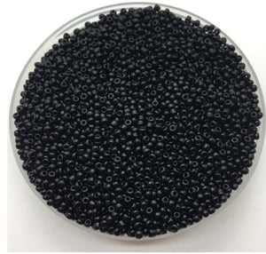 Black Glass Seed Beads, 2mm