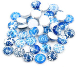12mm Blue and White Glass Cabochons