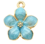 Gold Enamel Flower Charms 17mm - Individual Colours