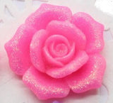 Large Glitter Rose Flower Flatback