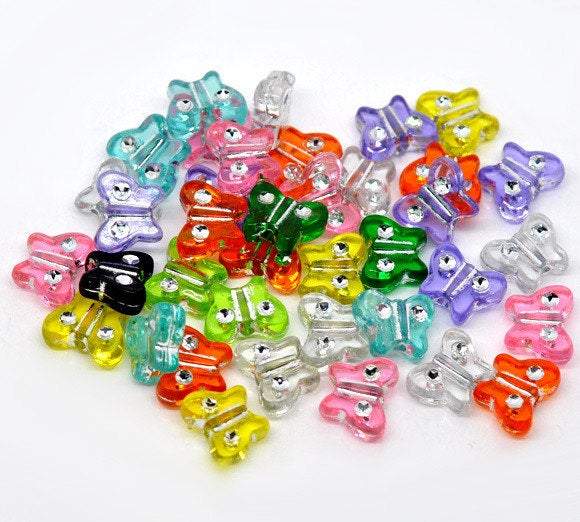 Acrylic Butterfly Beads, Foil Beads, Paltic Beads, 