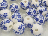 Ceramic Beads, Porcelain Beads, Clay Beads, Floral Beads,